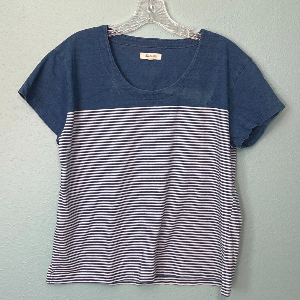 Madewell Lyndale Oversized Tee in Indigo Mariner Stripe